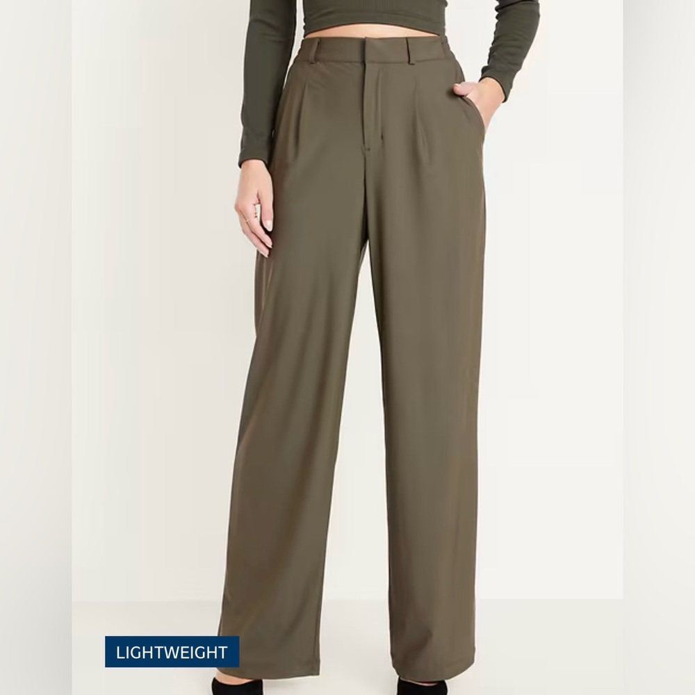 Old Navy Athlesure Women's Sz Large Green High-Waisted SleekTech Trouser Pants